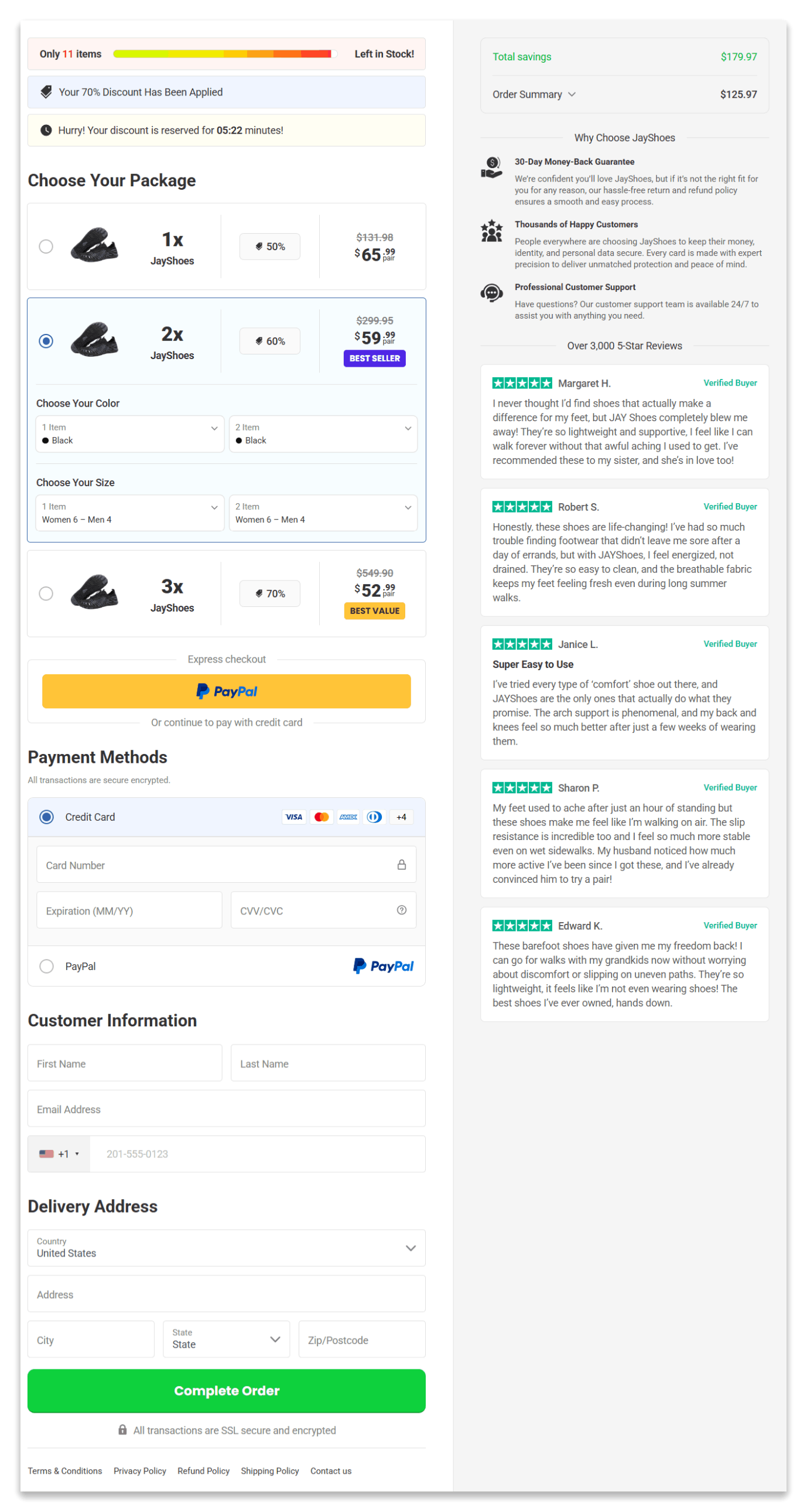 JayShoes secure checkout page